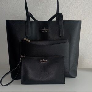 Kate Spade Elegant Black Tote and Pouch Set